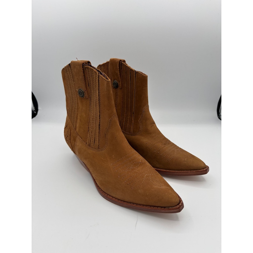 Vtg Circle S Brand Scout X Women Sz 7.5 Brown Suede Western Ankle Boots Cowgirl